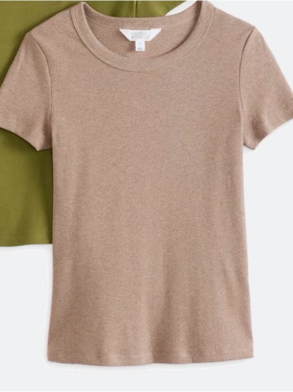 Market & Spruce Ribbed Short-Sleeve Tee - Beige